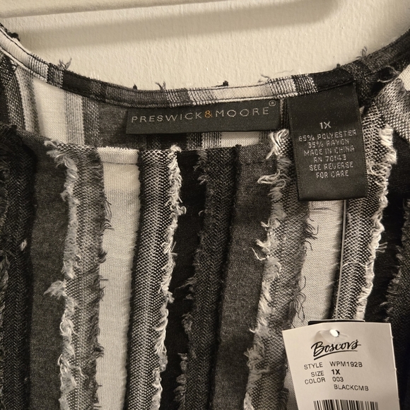 Preswick & Moore Black and White Striped Blouse Size 1XL NWT - Picture 4 of 7